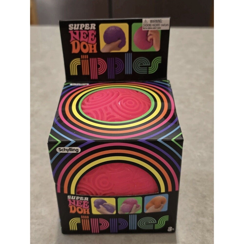 Schylling Super NeeDoh Ripples Tactile Squeeze Toy, Pink, Ages 3-4